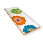 Fresh Decor Ceramic Big Bright Floral Serving Platter Rectangular Flowers 18x7