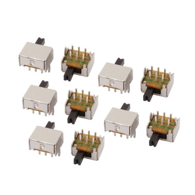 10Pcs 2Position Vertikal Winkel 6P DPDT Mini Schiebeschalter Sperr Stromschalter