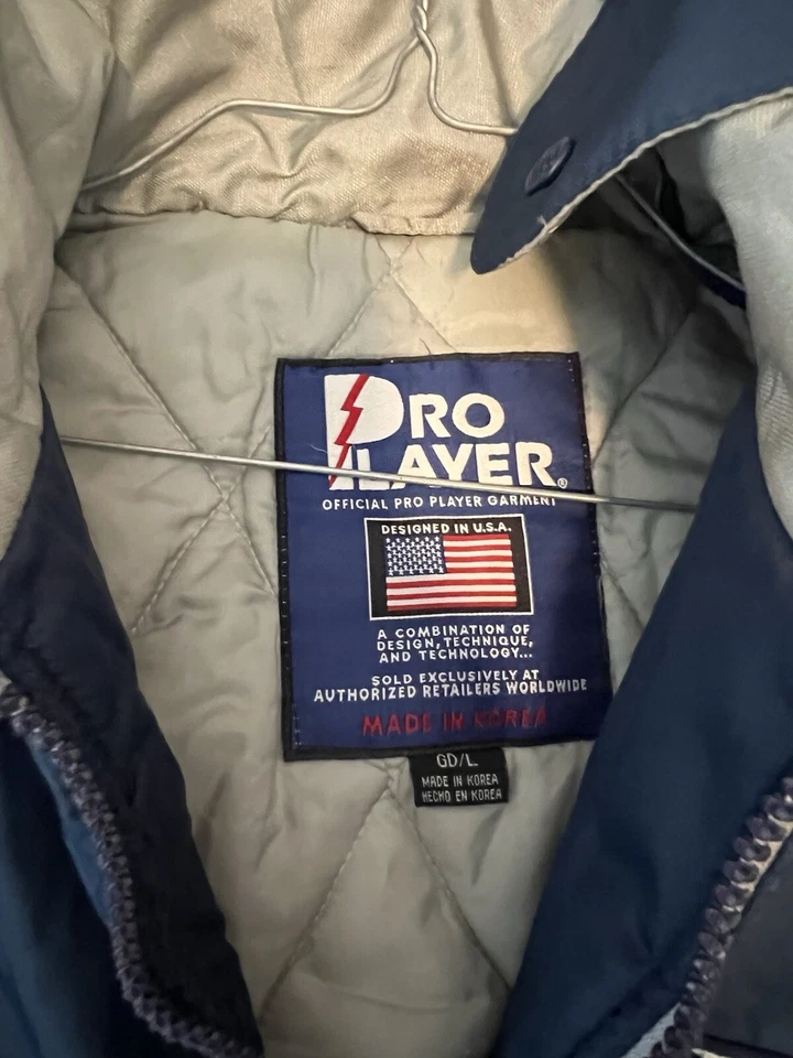 Vintage 90’s Pro Player NFL Dallas Cowboys azul y blanco puffer para hombre’s grande Foto 4 de 4