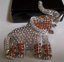 Silver Finish Stones Elephant Good Luck Fashion Fashion Dressy Charm