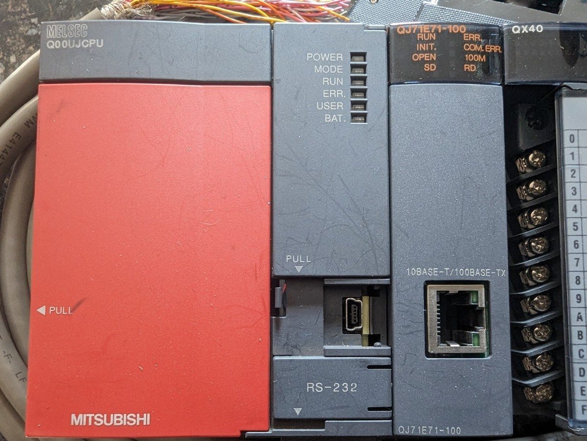 Mitsubishi Q00UJCPU PLC with Power Supply, IO and Ethernet modules