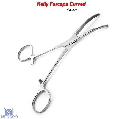 MEDSPO Surgical Curved Kelly Locking Clamps Forceps Artery Toothed Pliers Hemostatic