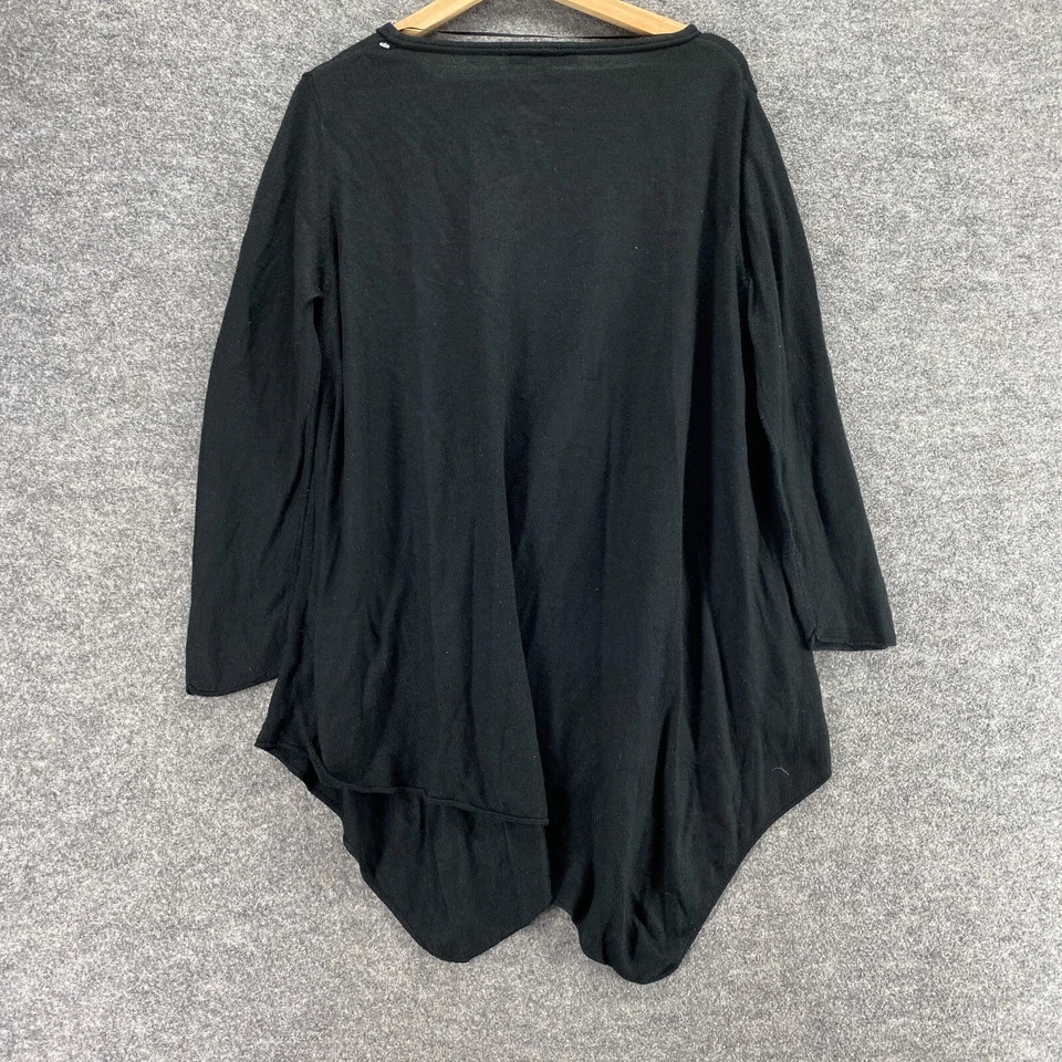 Suéter pulôver feminino Larry Levine M médio preto manga longa gola redonda malha - Imagem 2 de 4