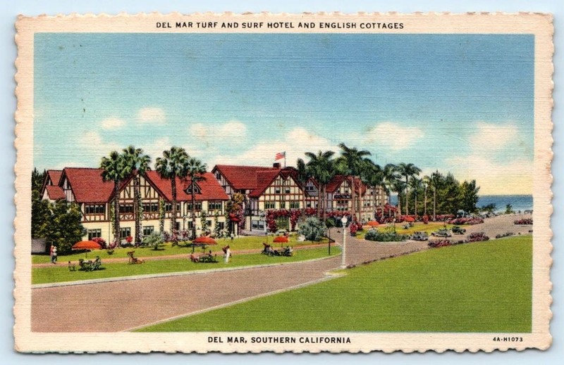 DEL MAR, California CA~ DEL MAR TURF & SURF HOTEL San Diego County 1948 Postcard