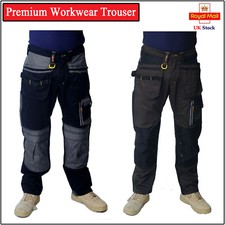 Heavy Duty Mens Cargo Work Trousers Combat Workwear Pants With Knee Pads Pockets