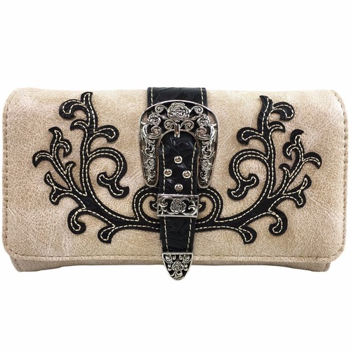 Justin West Western Floral CCW Stud Buckle Concealed Carry Handbag Purse Set - Picture 111 of 131