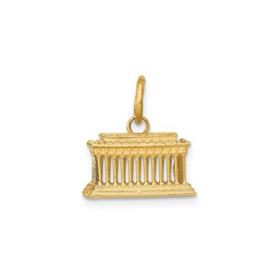 14k Gelbgold Parthenon Griechischer Tempel Anhänger Charm für Halskette 13,5mm