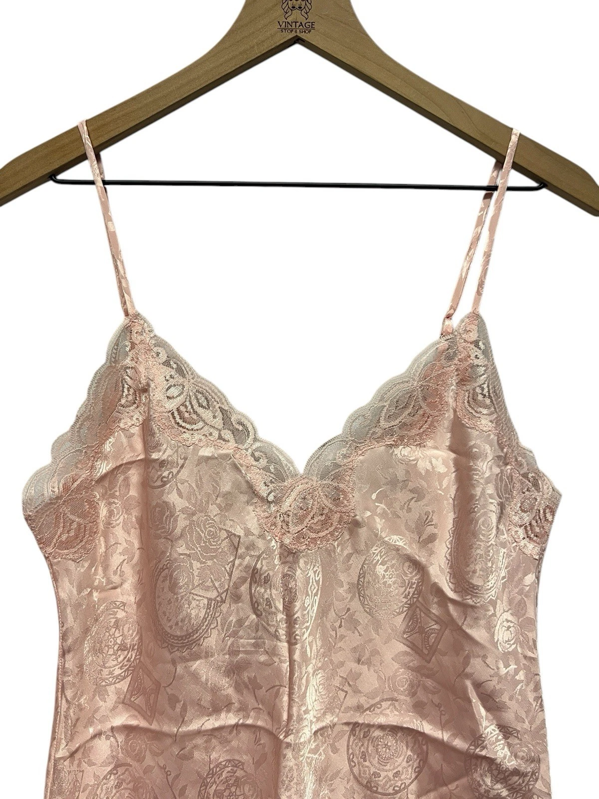 UNDERCOVER Abito Slip Vintage Anni 90 Victoria’s Secret Gol Label Chemise Rosa Jacquard P