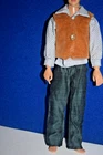 Vtg Striped Shirt Ken or Clone Handmade Green Pants Corderoy Vest Barbie NO DOLL