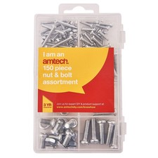 Amtech Nuts and Bolts Set - DIY at Home, Secure Fastening One Size, Silver 