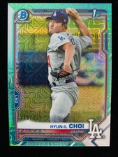 2021 Bowman Chrome HYUN-IL CHOI 1st Rookie AQUA MOJO REFRACTOR #/225 Nationals