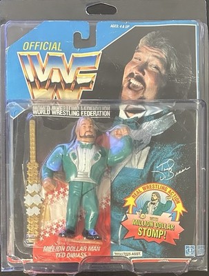 WWF WWE Million Dollar Man Ted DiBiase 1990 Hasbro Action Figure + Defender Case