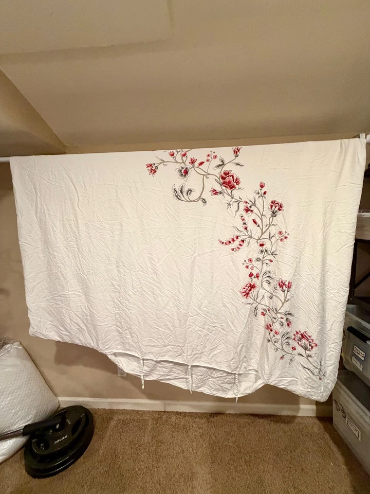 IKEA Rodbinka Queen Duvet Cover White Red Floral Cottagecore Bedding - Image 2 of 4