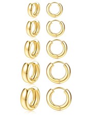 Small Chunky 14K Gold Plated Hoop Earrings for Women Trendy -