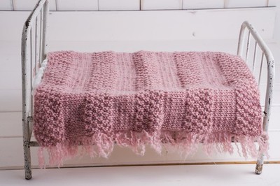 Deckchen Stripes Rosa 40 x 45 cm plus Fransen Foto-Shooting wie neu Handarbeit