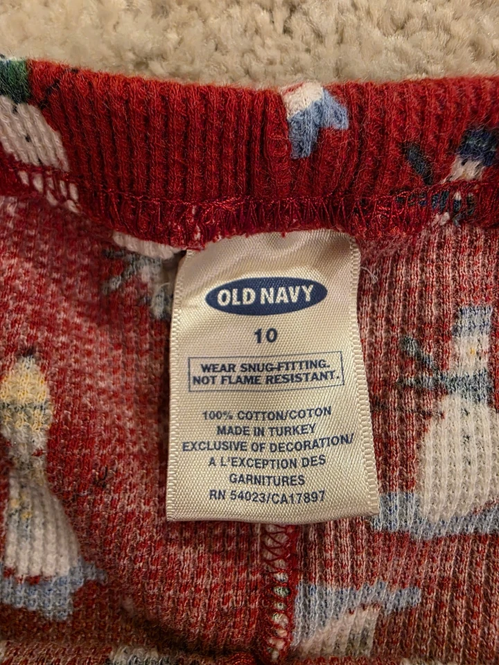 Boneco de neve e calça floco de neve de Natal Old Navy, infantil tamanho 10, 100% algodão - Imagem 3 de 4