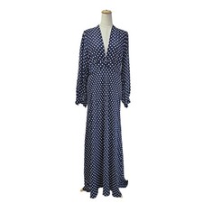 Rixo Vavy & White Polka Dot Longsleeve Maxi Dress