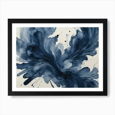 Navy Blue Abstract Print Printable  Framed Wall Art Poster Canvas Print Picture