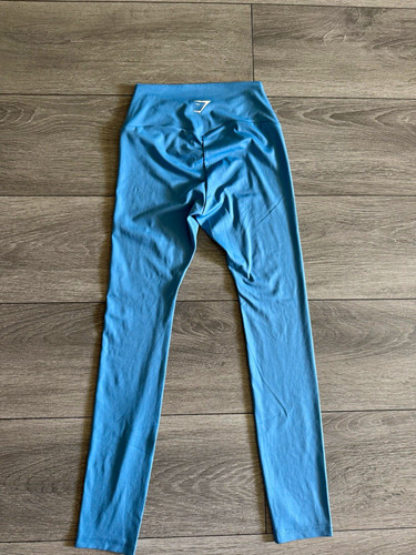Gymshark Flex Blue Solid High Rise Ankle Leggings S Stretch Logo