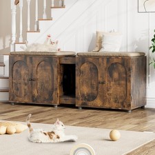 Wooden Double Cat Litter Box Enclosure ,Hidden Cat Litter Box Cabinet Furniture