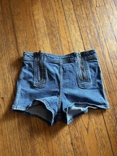 Free People Shorts Womens 29 Blue Denim High Rise Zip Pocket Festival Casual