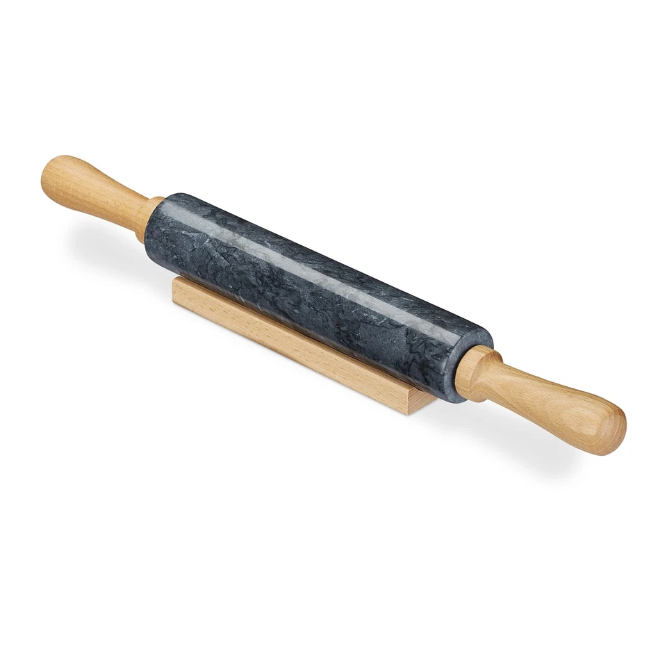 Rouleau à pâtisserie avec support en bois marbre 48 cm 2,1 kg - Photo 2/2