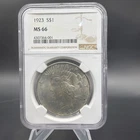 1923 $1 Peace Silver Dollar - NGC MS66