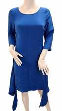 Reiss Blue 100% Silk Midi Dress UK 10 Elegant Work Occasion RRP £195