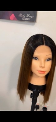 22 Dark Roots Brown Ombre Human Hair Blend Wig Long Stright Heat Resistant Hair