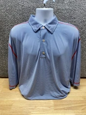 Footjoy FJ Polo Shirt Mens 2XL White Blue Stripe Golf Performance Contrast Stitc