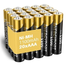 ENERGYPORT 20 Pack Rechargeable AAA Batteries 1100mAh 1.2V Ni-MH Triple A Batter