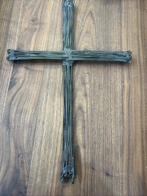 Vintage Handmade Crude Gothic Metal Brutalist  Crucifix Cross  Art 14 X9 