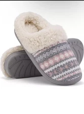 Evshine Women's Fuzzy Memory Foam Closed Back Slippers Knit Fleece Lined 40-41