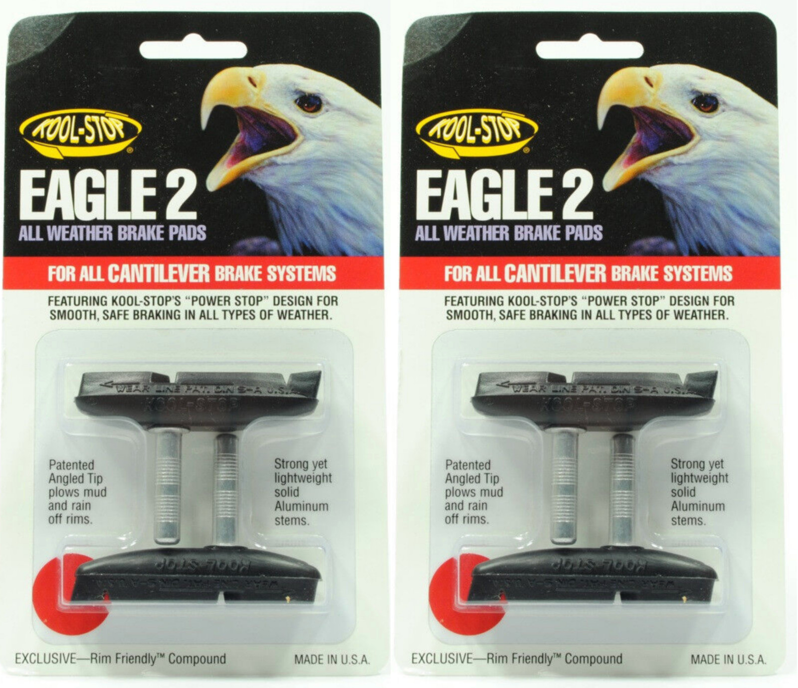 2 PAIR KOOL STOP EAGLE CLAW II CANTILEVER BRAKE PADS SMOOTH 