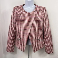 Halogen Blazer Jacket Womens Medium Long Sleeve Open Front Asymmetrical Tapestry