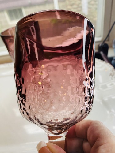 Pottery Barn Purple Ombre Crackle Textured Water Goblet Honeycomb Rare Glass-2 - Picture 8 of 14