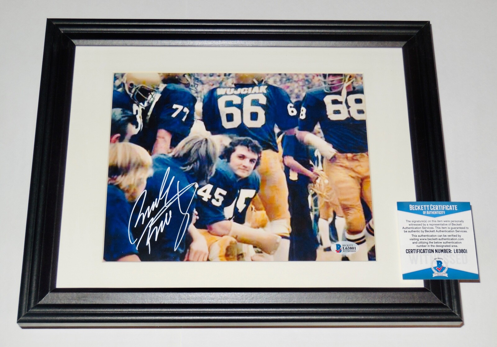 RUDY RUETTIGER AUTOGRAPHED 8X10 PHOTO (FRAMED & MATTED) - NOTRE DAME - BECKETT! 