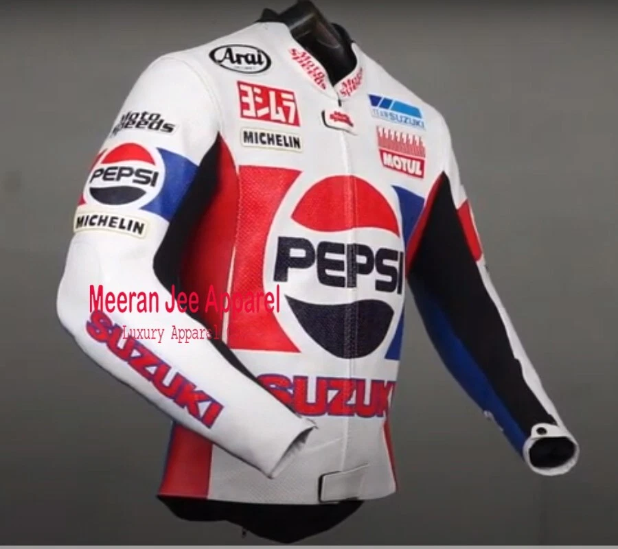 Men's Kevin Schwantz Jacket Pepsi Suzuki GP 1988 Jacket Motorbike Leather Jacket - Image 4 of 4
