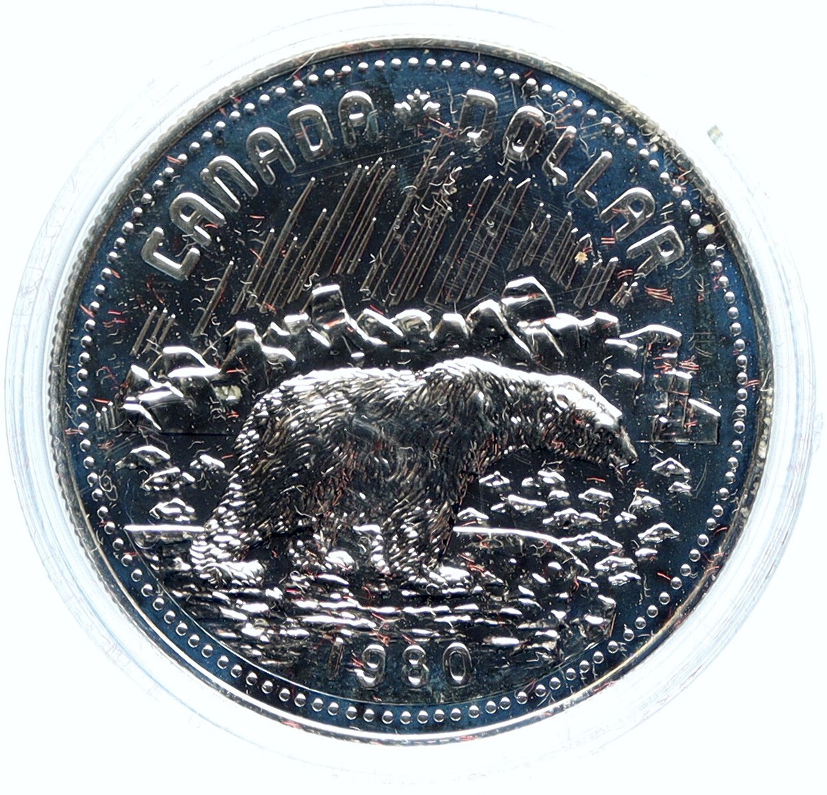 1980 CANADA Polar Bear Queen Elizabeth II Proof-Like Silver Dollar