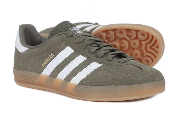 adidas gazelle silver green womens adidas Women's Originals Gazelle Indoor Casual Shoes in White/Olive/Gum