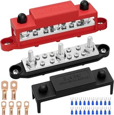 Joinfworld Power Distribution Block 12V Bus Bar 250A 5/16" Stud Red&Black 