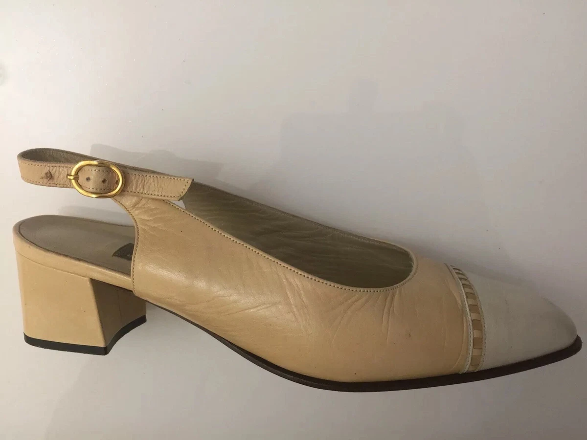 Ladies Shoes Size 5.5 Nude Cream BALLY 100 Leather 2