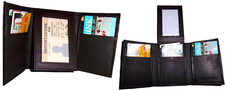 Lot of 2 New Trifold Leather Men s wallet Brown 1 ID 9 card 2 bill slots br new