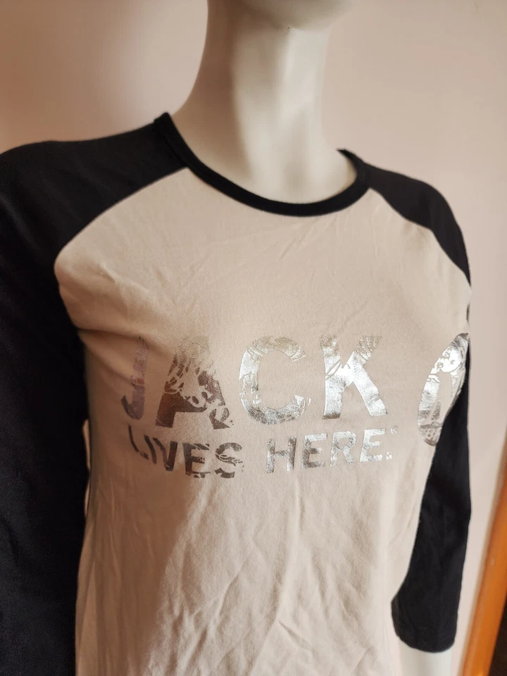 Jack Daniels Ladies Cream Black Printed Long Sleeve T Shirt Size 10 *Marked* - image 3 of 4