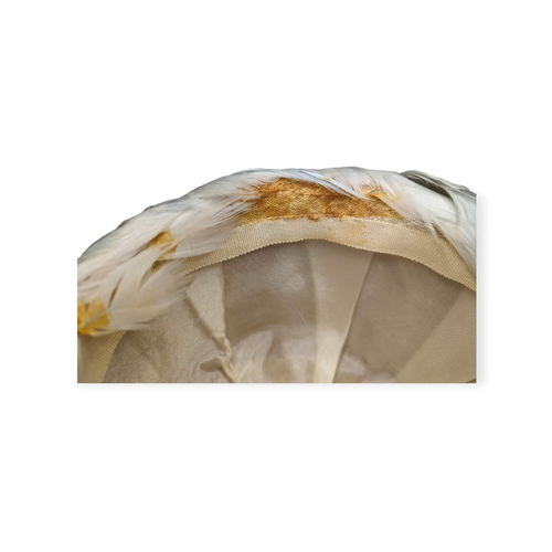 Vintage MCM Black & White Feather Cloche Hat - Picture 6 of 11