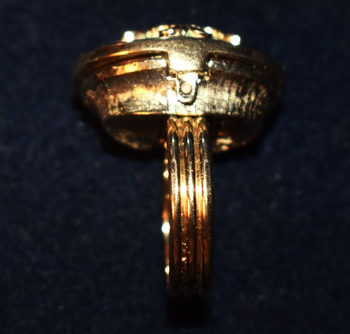 Vintage 80er Jahre Luzier Parfum Ring goldfarben mit rundem Citrin Farbstein, neuwertig - Bild 6 von 10