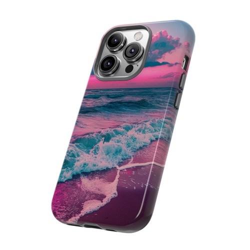 For iPhone | Samsung Galaxy | Pixel Phone Case - Pink Tranquil Beach Waves Neon - 第 39/191 張圖片