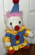 18" Kellytoy Clown White Bear with Big Red Nose Plush