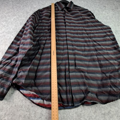 Perry Ellis Shirt Mens Extra Large Red Blue Grey Button Up Long Sleeve Collared - Picture 5 of 12
