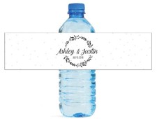 100 Wreath on Pink Dots Wedding Anniversary Engagement Party Water Bottle labels